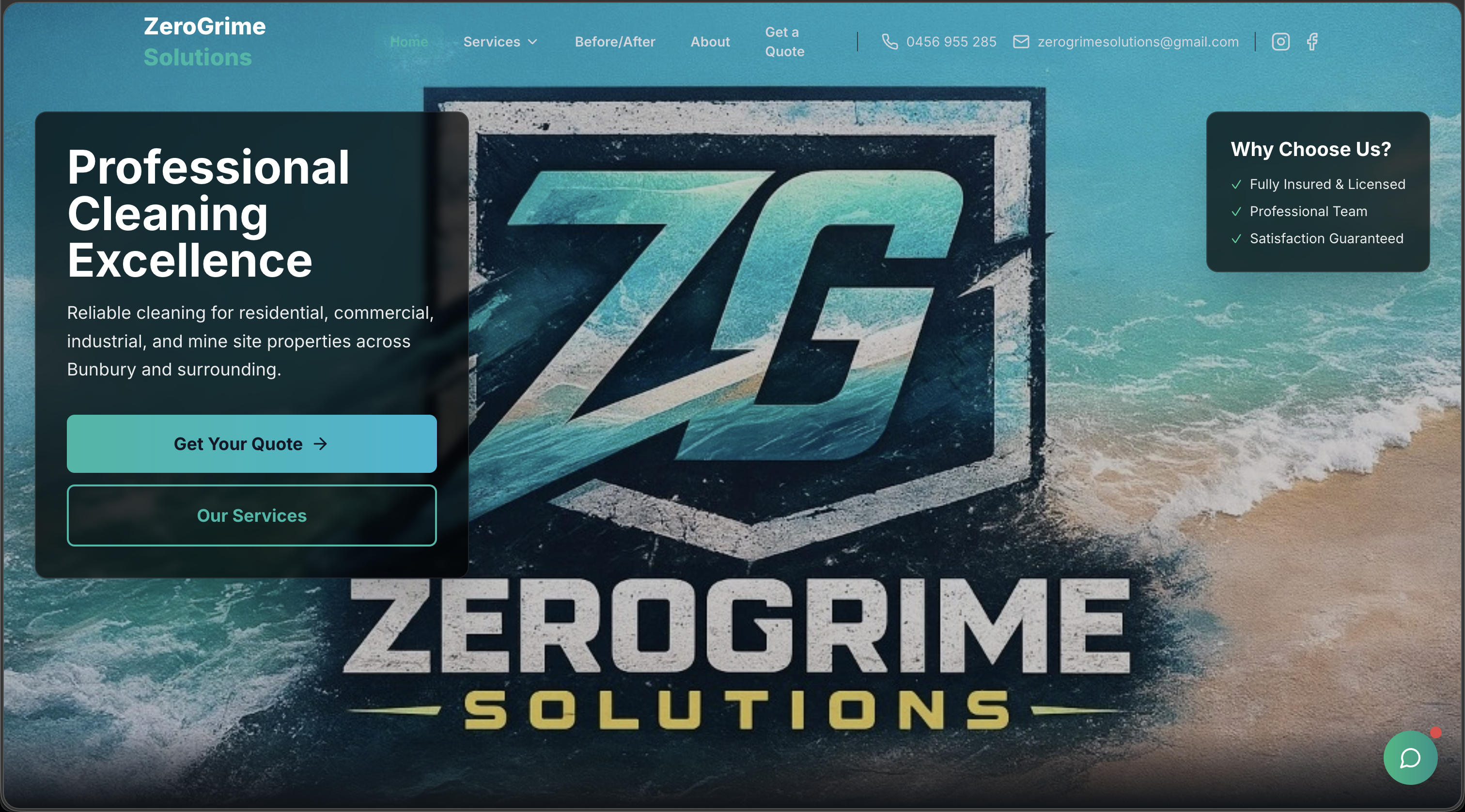 Perth web design for ZeroGrime Solutions professional cleaning website