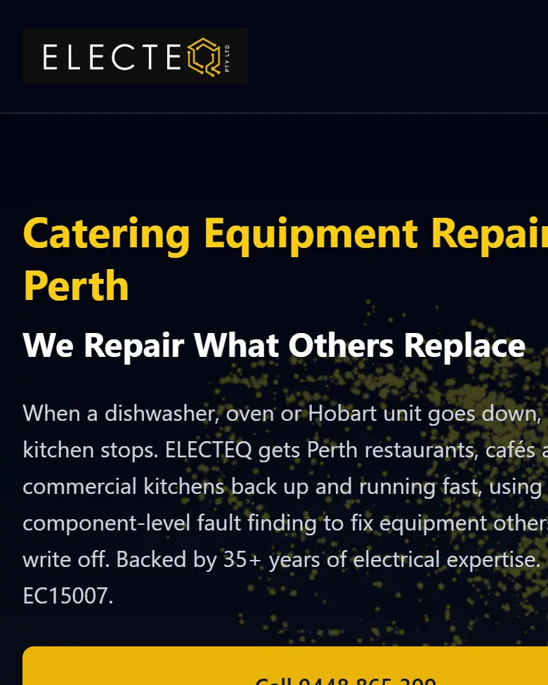 Electeq website homepage on a phone