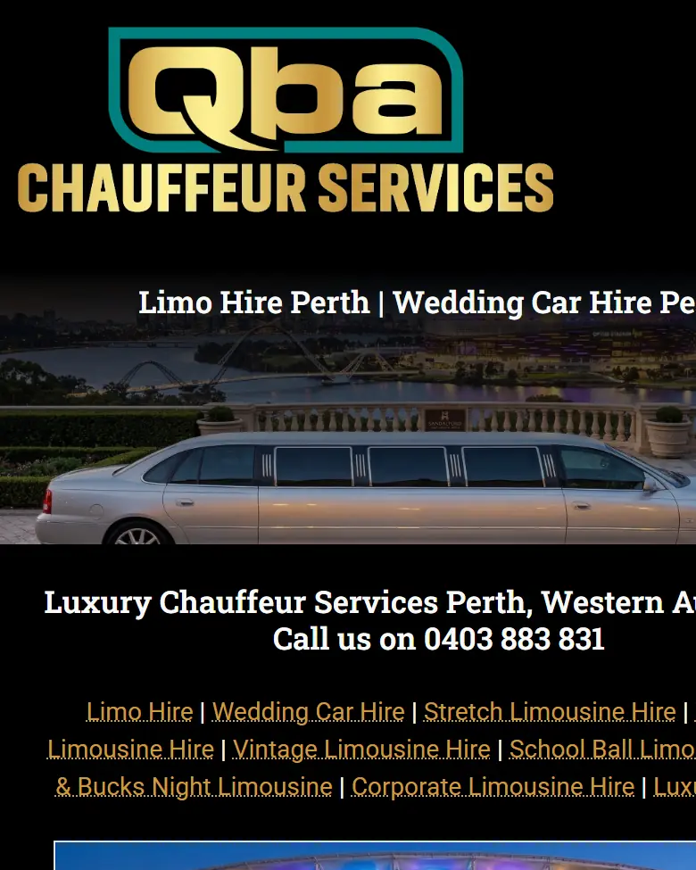 QBA Chauffeur Services website homepage on a phone