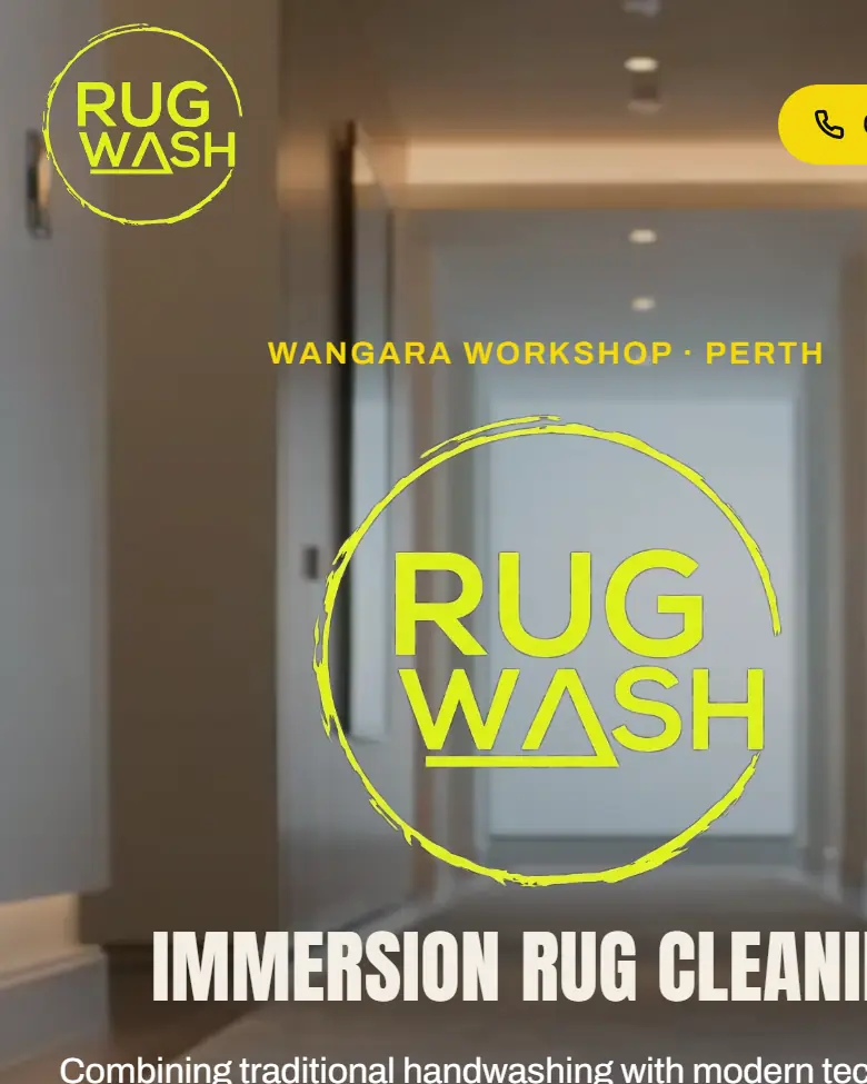 Rugwash WA website homepage on a phone