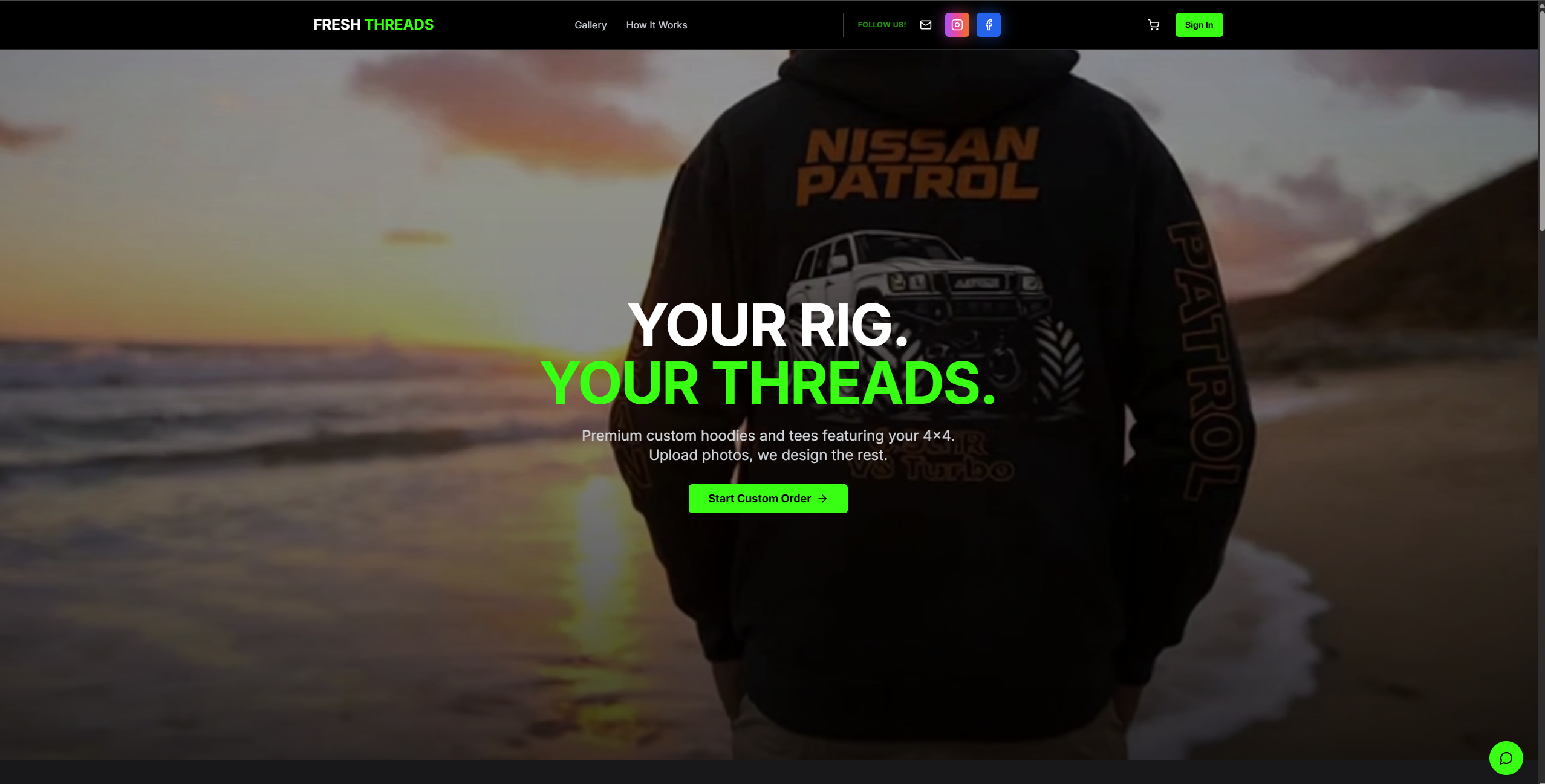 Fresh Threads custom 4x4 apparel eCommerce store designed by Syvex