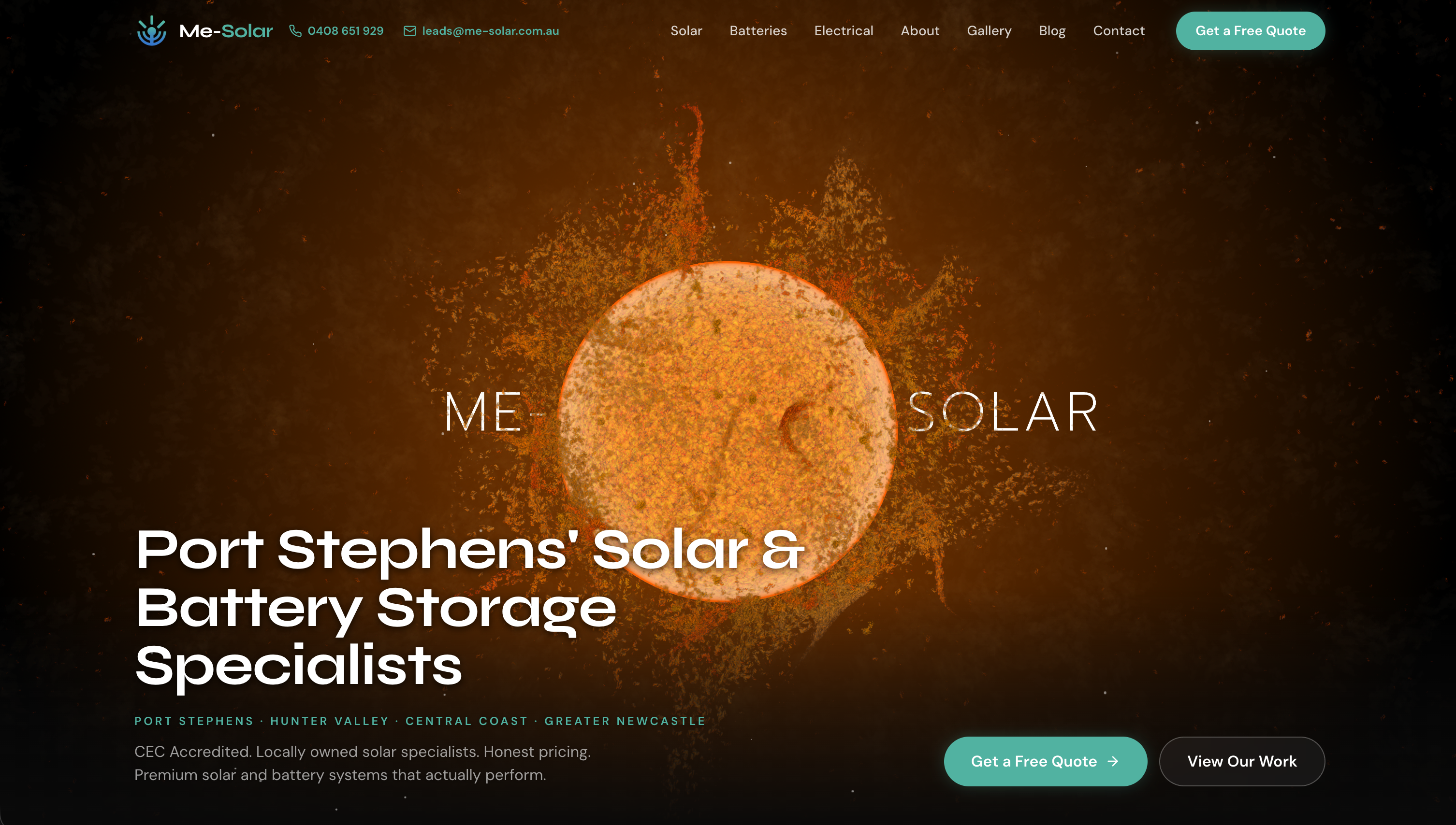 Newcastle web design for Me-Solar solar energy website designed by Syvex