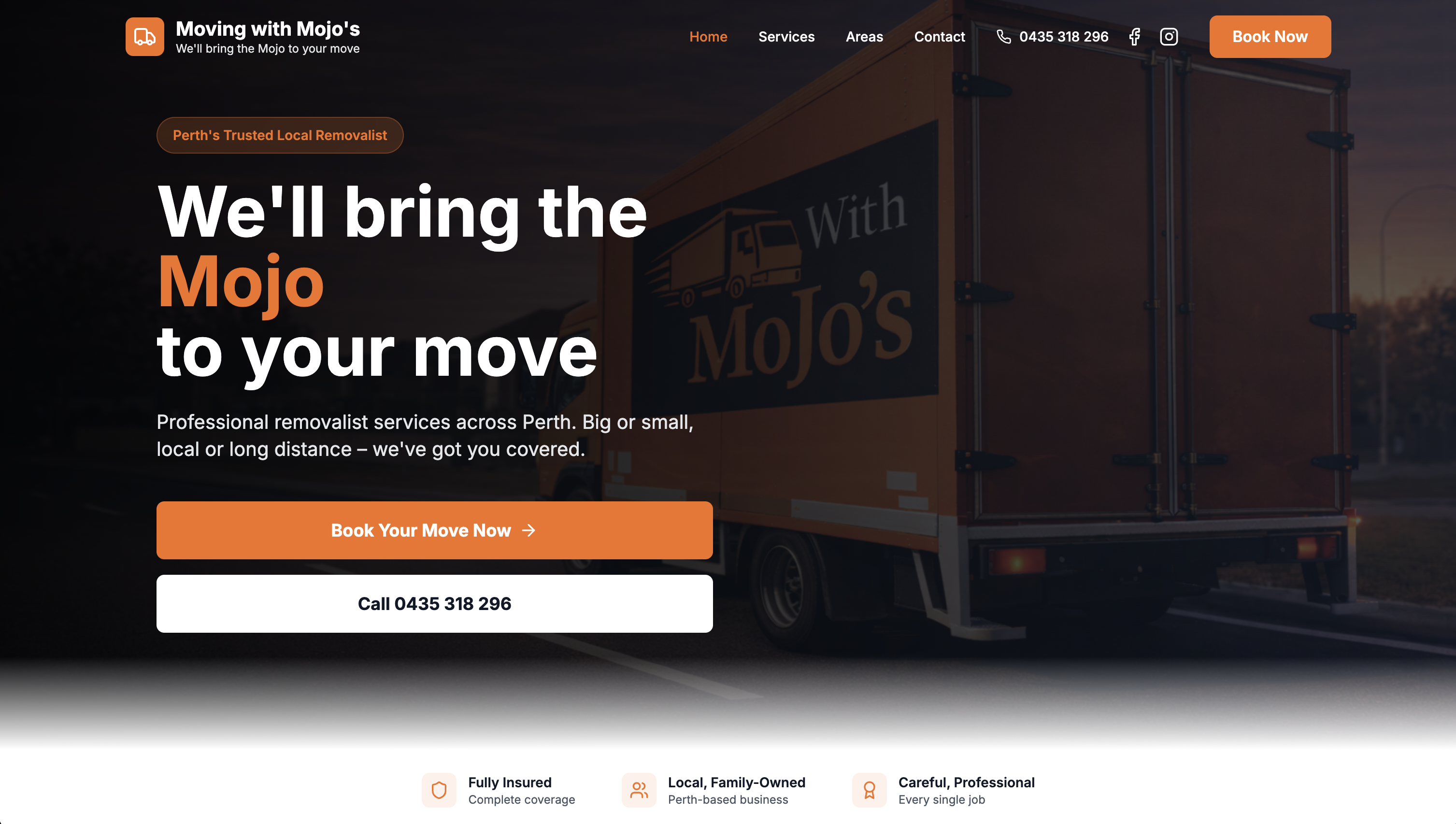 Web design and SEO for Moving with Mojo's removalist website designed by Syvex
